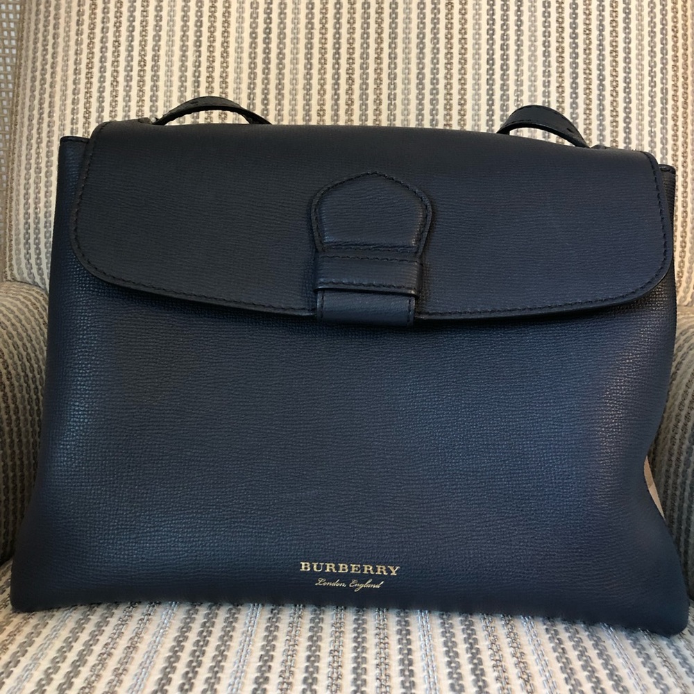 Burberry medium grainy house check leather tote shoulder bag.